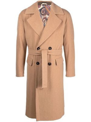 ETRO double-breasted belted coat - Neutrals