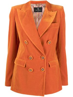 ETRO double-breasted velvet blazer - Orange
