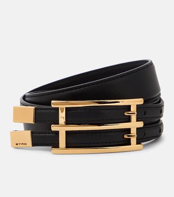 Etro Double Buckle slim leather belt