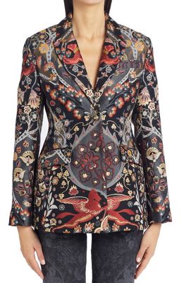 Etro Dreams Floral Jacquard Single Breasted Jacket in Black 1