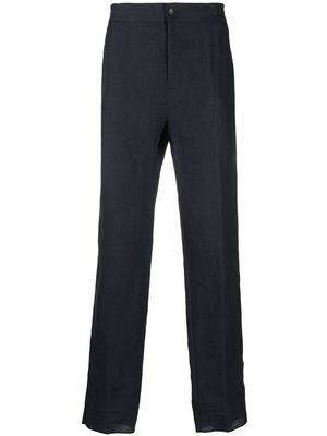 ETRO elasticated-waistband linen trousers - Blue