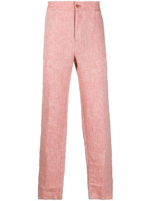 ETRO elasticated-waistband linen trousers - Pink