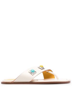 ETRO embellished flat sandals - White