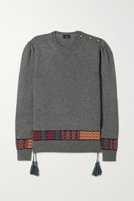 Etro - Embellished Jacquard-knit Sweater - Gray