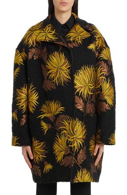 Etro Embroidered Aster Oversize Bouclé Coat in 0001 - Nero