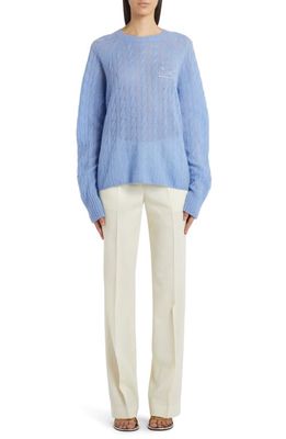Etro Embroidered Cable Knit Cashmere Sweater in 0250 - Azzurro