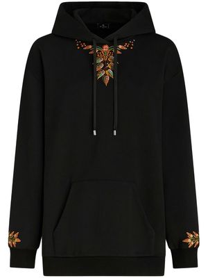 ETRO embroidered cotton hoodie - Black