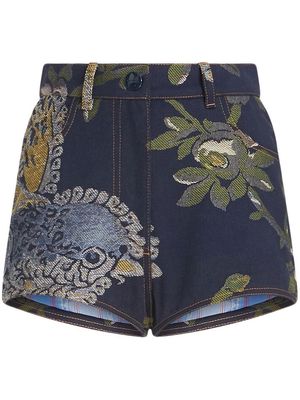ETRO embroidered denim mini shorts - Blue