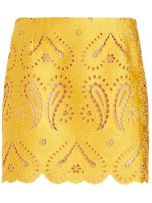 ETRO embroidered design mini skirt - Yellow