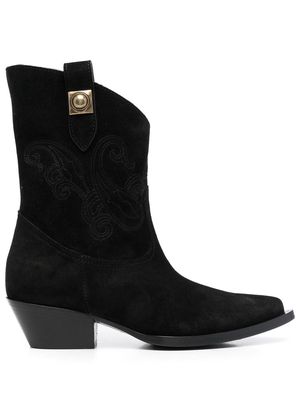 ETRO embroidered-detail cowboy ankle boots - Black