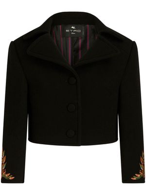 ETRO embroidered-leaf wool jacket - Black