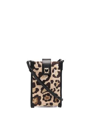ETRO embroidered leopard-print crossbody bag - Neutrals
