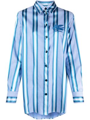 ETRO embroidered-logo cotton-silk shirt - Blue