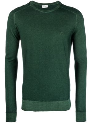 ETRO embroidered-logo crew-neck jumper - Green