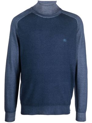 ETRO embroidered-logo roll neck sweater - Blue