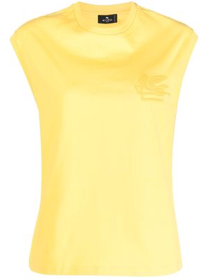 ETRO embroidered-logo sleeveless T-shirt - Yellow
