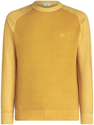 ETRO embroidered-logo virgin-wool jumper - Yellow