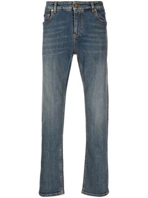ETRO embroidered-motif washed-denim jeans - Blue