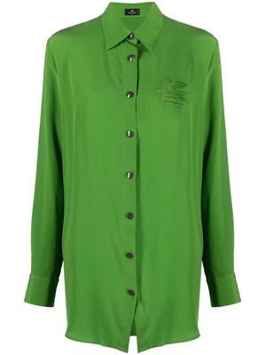 ETRO embroidered-Pegaso silk shirt - Green