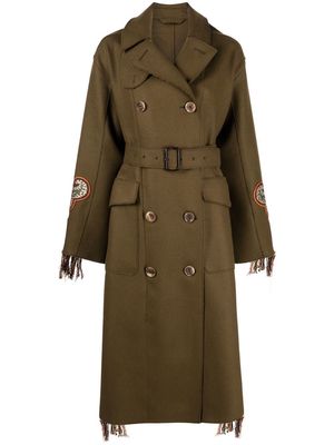 ETRO embroidered wool trench coat - Green