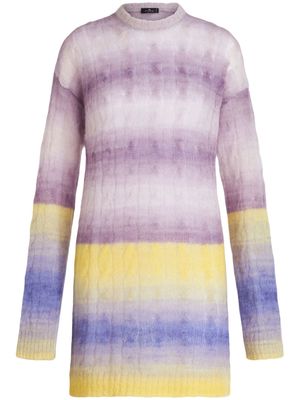 ETRO faded-effect cable-knit dress - Purple