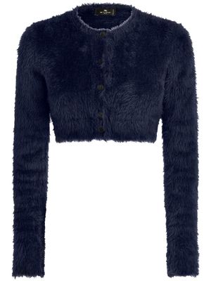 ETRO faux-fur cropped cardigan - Blue