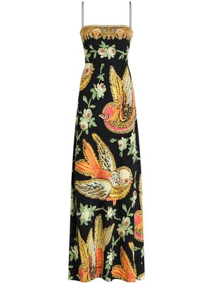 ETRO floral bird-print maxi dress - Black