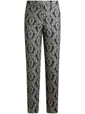 ETRO floral-brocade cropped trousers - Black