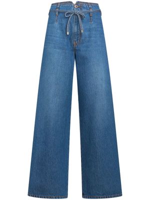 ETRO floral-embroidered belted jeans - Blue