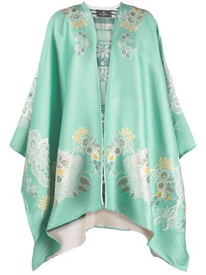 ETRO floral-embroidered cape - Blue