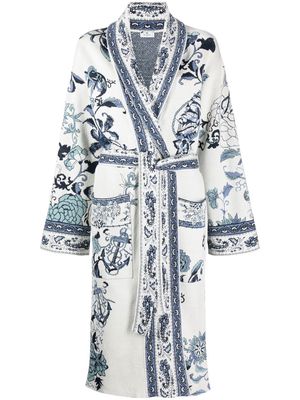 ETRO floral-embroidered long cardi-coat - White