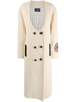 ETRO floral-embroidered long coat - Neutrals
