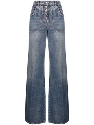 ETRO floral-embroidered wide-leg jeans - Blue