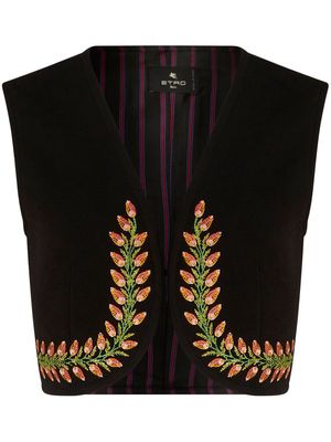 ETRO floral-embroideryvest - Black