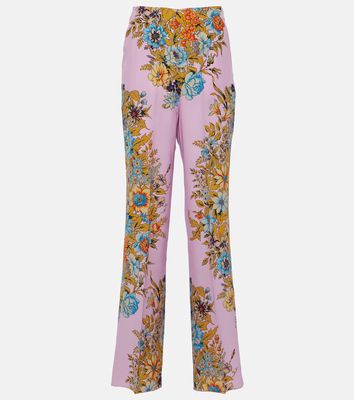 Etro Floral high-rise silk wide-leg pants