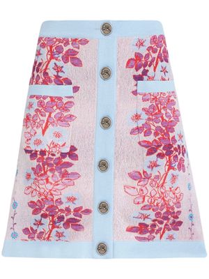 ETRO floral-intarsia A-line skirt - Blue