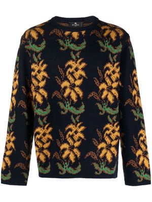 ETRO floral intarsia-knit wool jumper - Blue