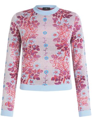 ETRO floral-jacquard crew-neck blouse - Pink