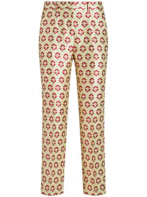 ETRO floral-jacquard cropped trousers - Green