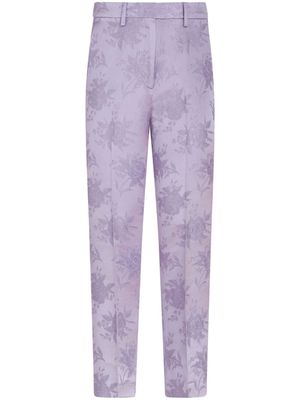 ETRO floral-jacquard cropped trousers - Purple