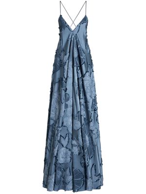 ETRO floral-jacquard dress - Blue