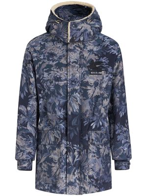 ETRO floral-jacquard hooded jacket - Blue