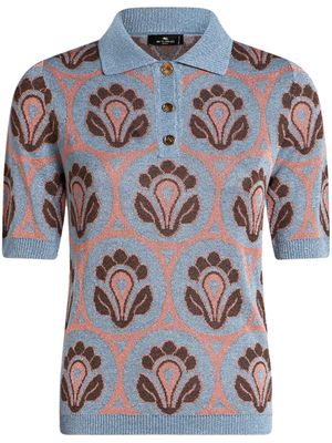 ETRO floral-jacquard knitted polo top - Blue