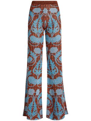 ETRO floral-jacquard knitted trousers - Blue
