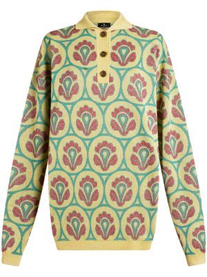 ETRO floral-jacquard polo jumper - Yellow