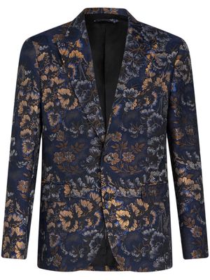 ETRO floral-jacquard single-breasted blazer - Blue