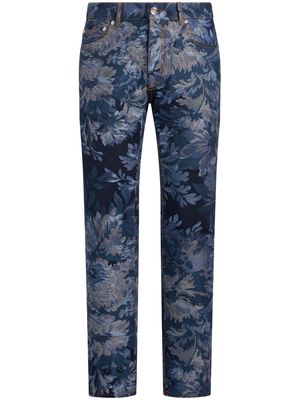 ETRO floral-jacquard straight-leg jeans - Blue