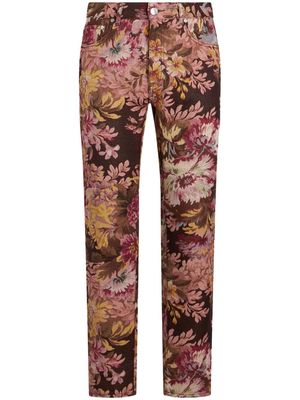 ETRO floral-jacquard straight-leg jeans - Multicolour
