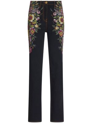 ETRO floral-jacquard tapered jeans - Black