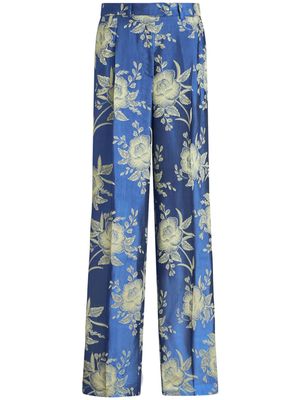 ETRO floral-jacquard wide-leg trousers - Blue